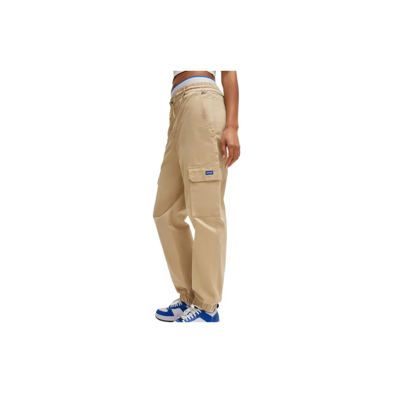 HUGO BOSS RELAXED-FIT CARGO TROUSERS IN STRETCH COTTON Cargo Pants Women's Light Beige-1