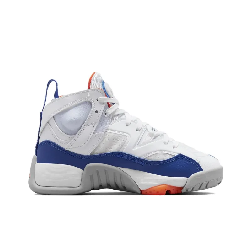Jordan Jumpman Two Trey Slip Resistant Anti Kick High Top Children's Basketball Shoes White Blue Teenagers-1