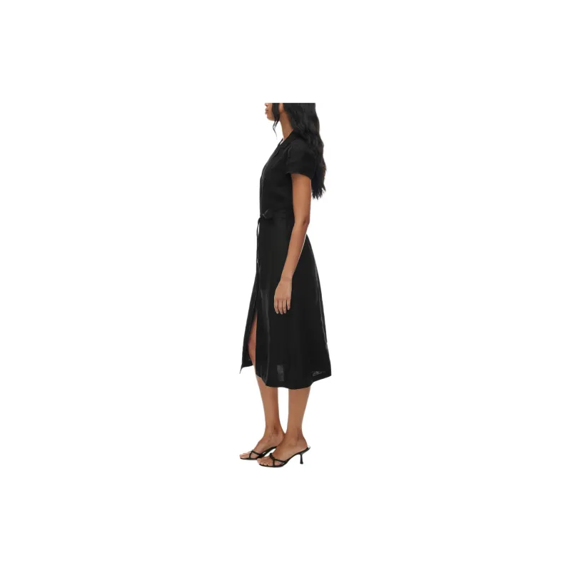 ARITZIA Wilfred Shirt Linen Dress Short-Sleeved Dresses Women's Black-4