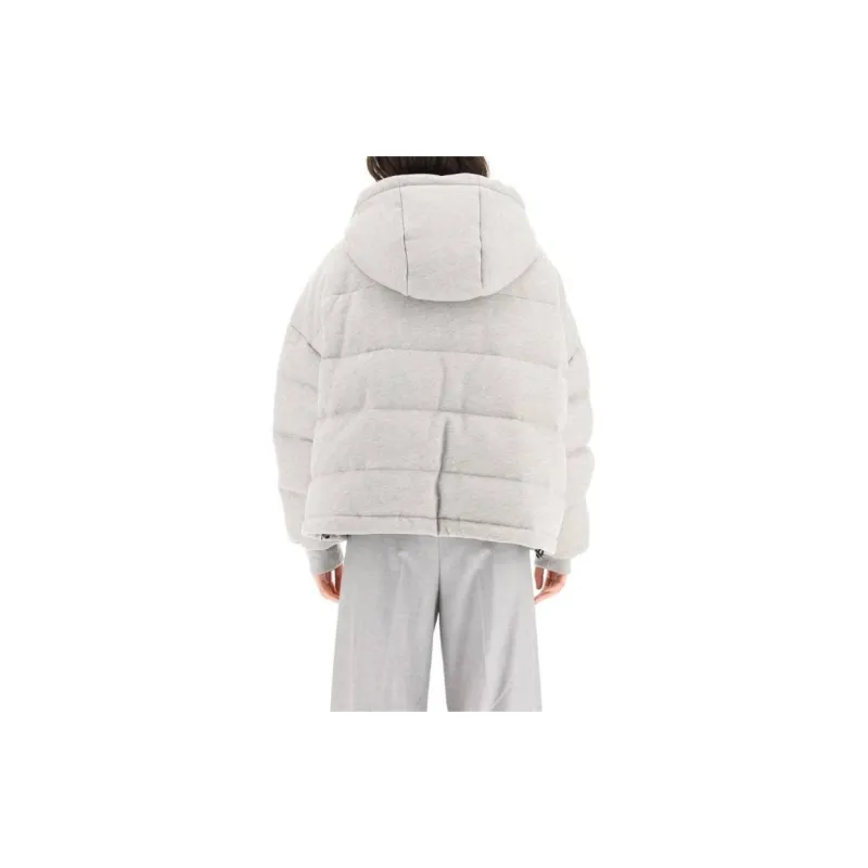 AMIRI SS22 Solid Color Hooded Moderate Down Jacket Women's Gray-3
