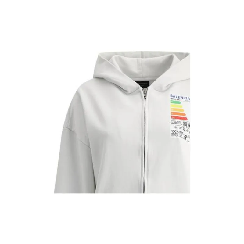 Balenciaga Energy Patched Jersey Oversized Hoodie White-2