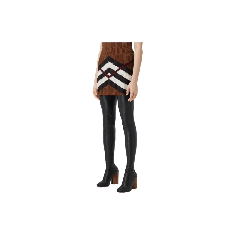Burberry Chevron Check Mini Skirt 'Dark Birch Brown'-3
