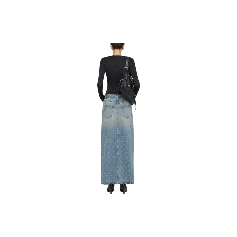 GIVENCHY Denim Long Skirt Women's Blue-2