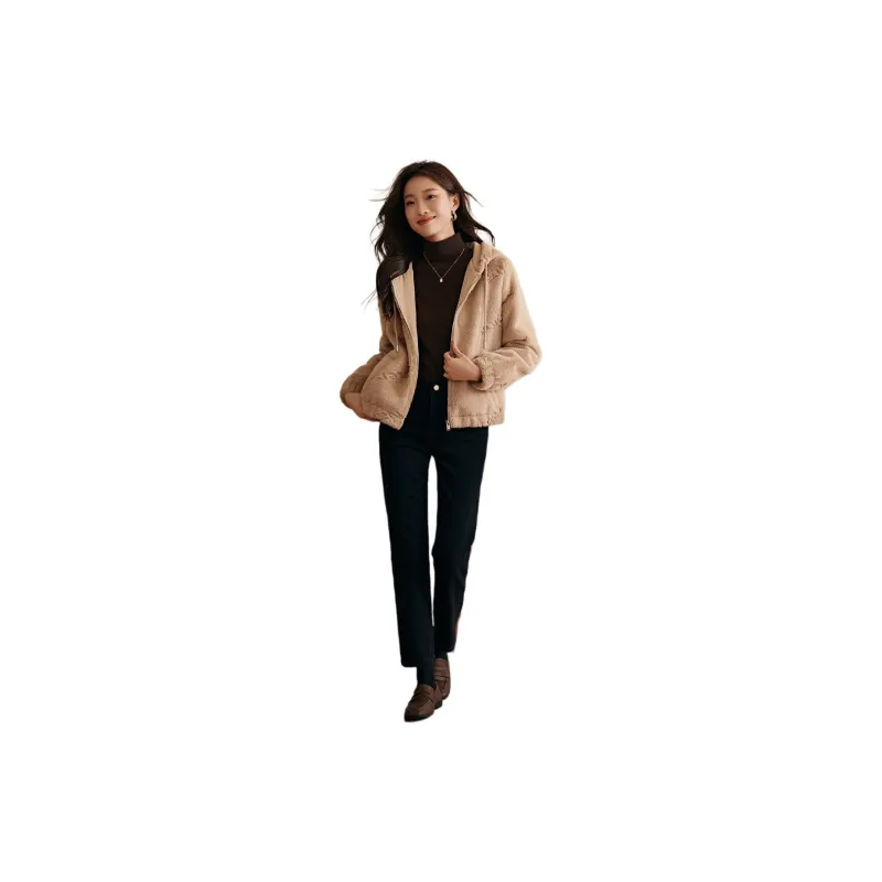 Mo Han Yi Mei Velvet feel Coat Women's Apricot-1