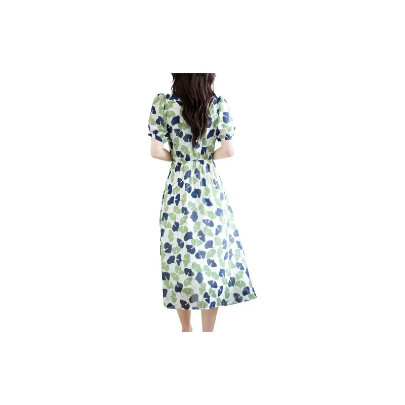 Still Quiet Short Sleeved Dresses Women's Green-2