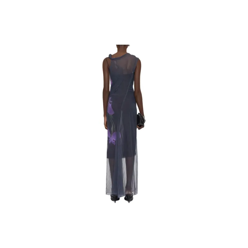 GIVENCHY Dress In Floral Dévoré Satin Jersey Sleeveless Dress Women's Purple-2