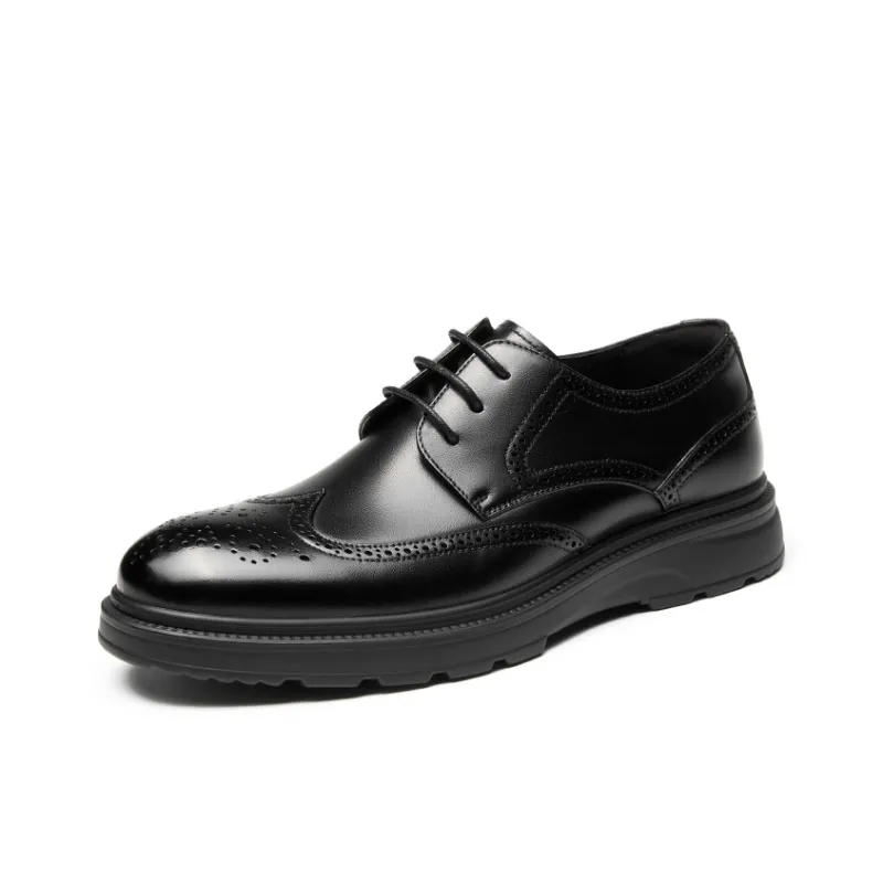 AOKANG Men's Casual Shoes Men Low Top Dark Brown/Black-0