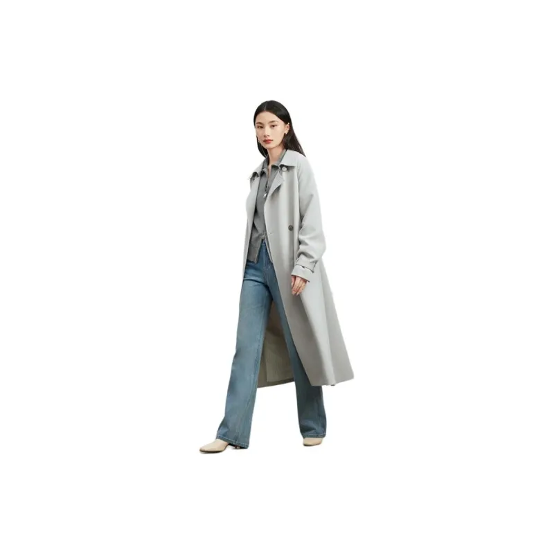 TKY SHOP Trench Coat Women's Gray-4