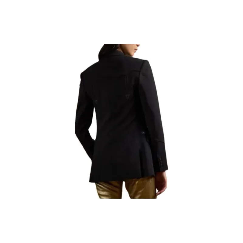 Polo Ralph Lauren Wool Crepe Tuxedo Jacket Business Suits Coats Women's Black-2