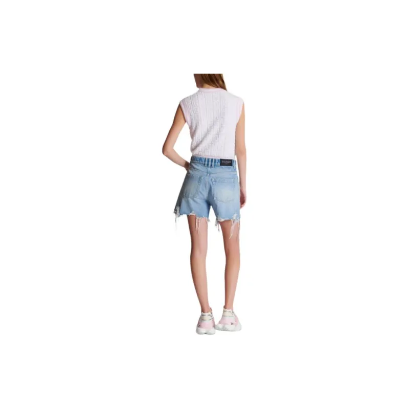 BALMAIN Raw Cut Denim Shorts-2