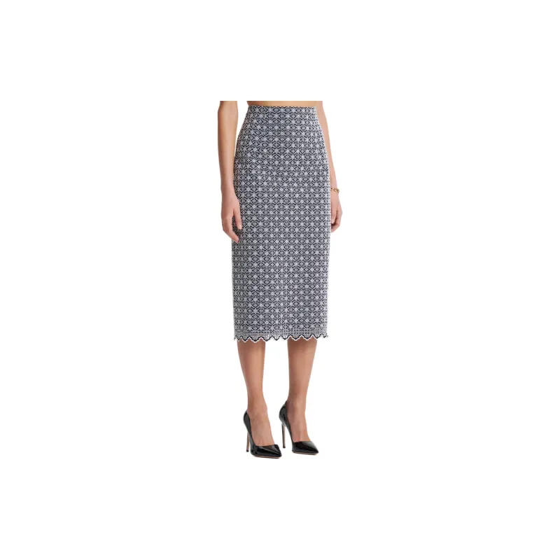 SCANLAN THEODORE Embroidered Floral Skirt Casual Long Skirts Women's Black/White-2