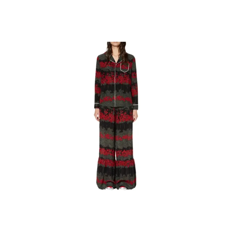 RED VALENTINO REDValentino Floral Print Wide Leg Pants-1