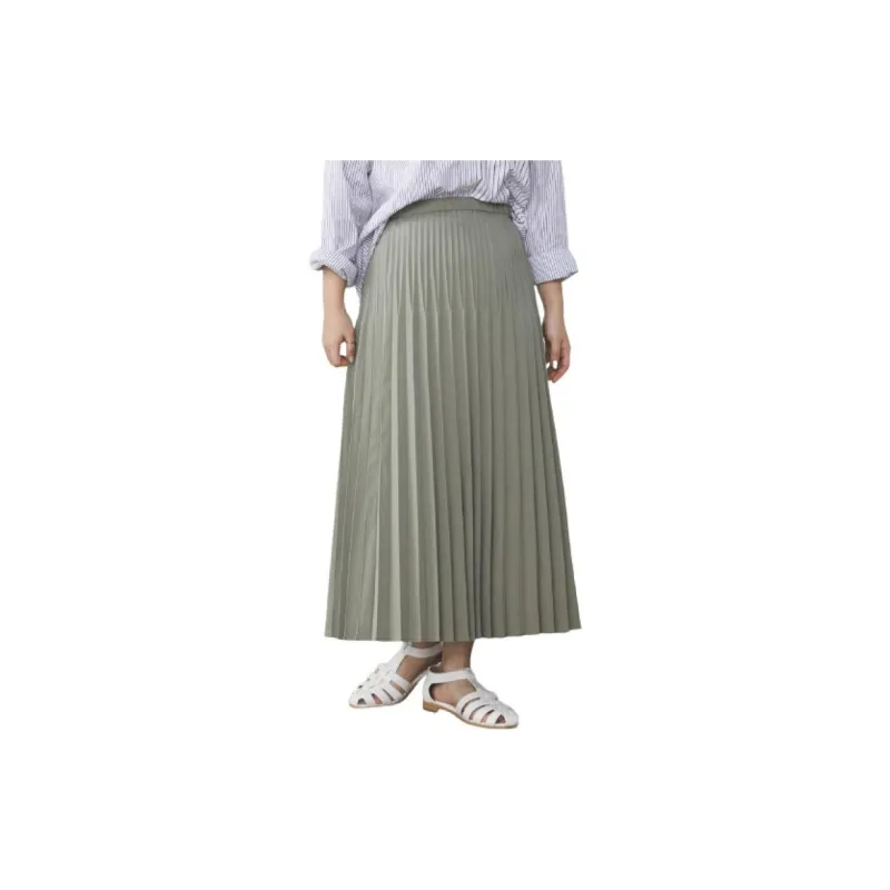 Beams Casual Long Skirts Women's Olive Green-3