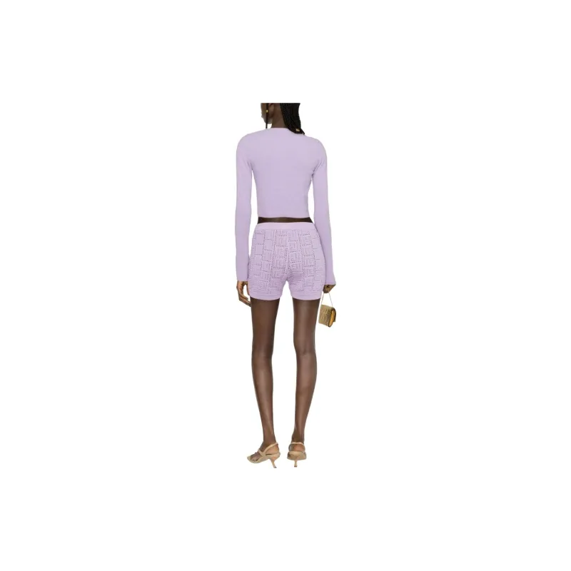 BALMAIN Monogram Mesh Knitted Shorts-2