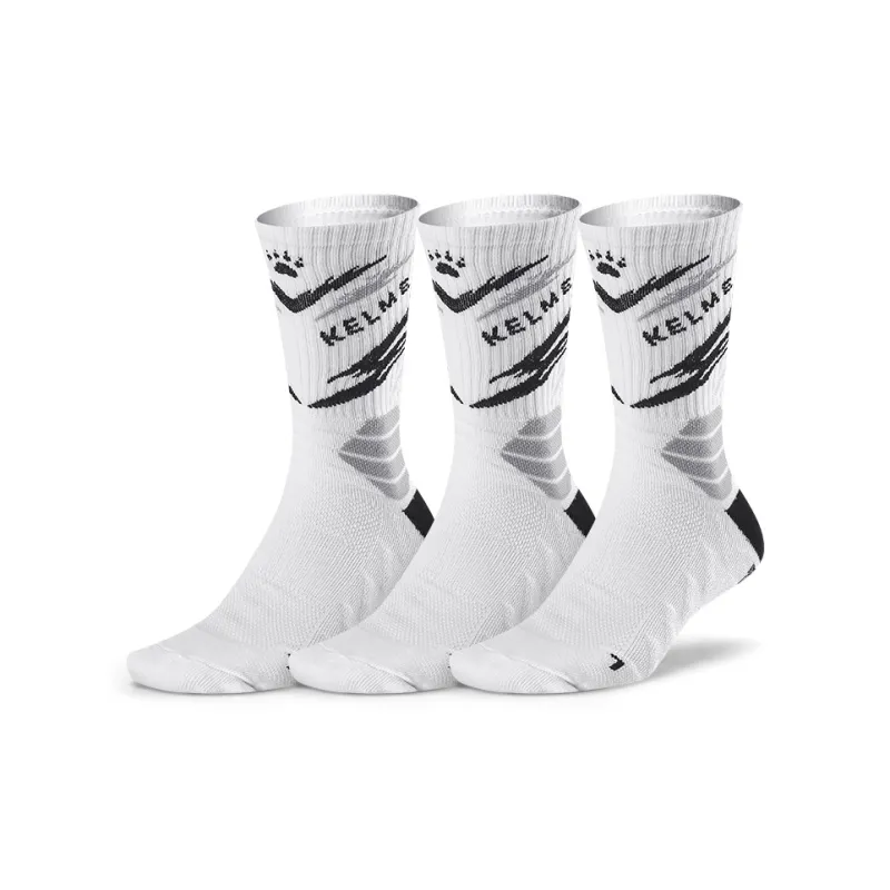 KELME Basketball Socks Unisex 3 Pack Black, White Blue, White Gray, White Green-10