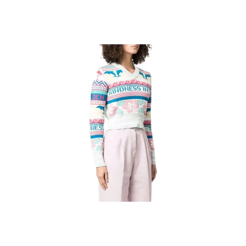 Golden Goose Patterned Knit Cropped Jumper-3