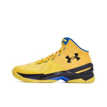 Under Armour Curry 2 Mid Top Basketball Shoes Yellow Black Teenagers