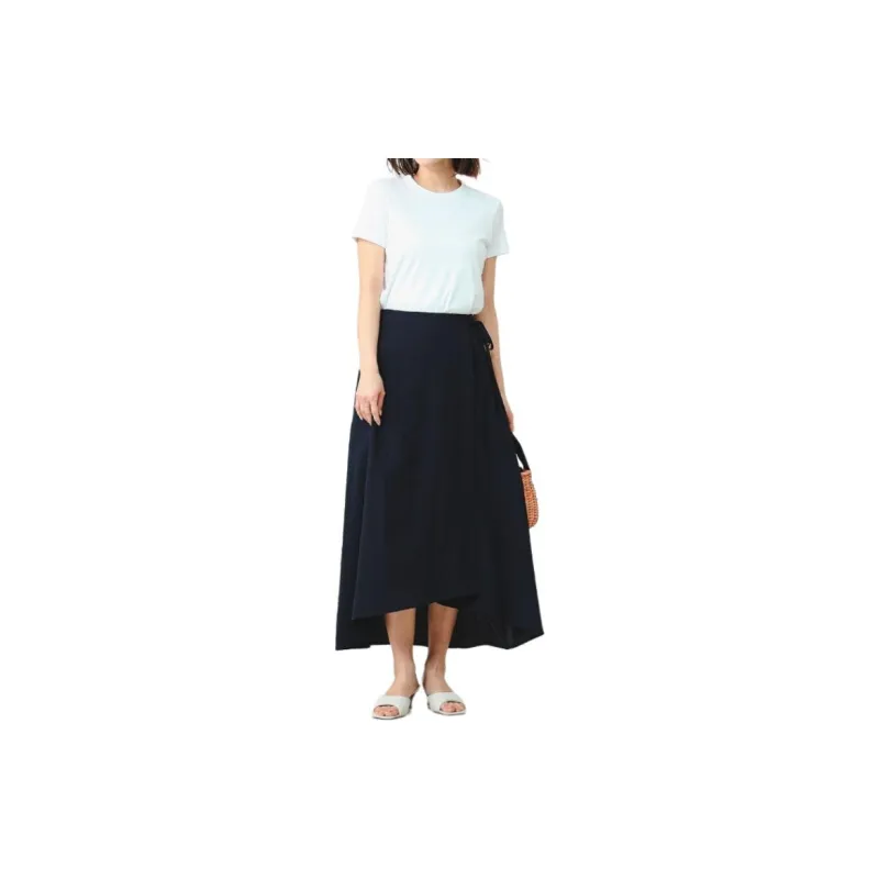 Beams Casual Long Skirts Women's Marine Blue-2
