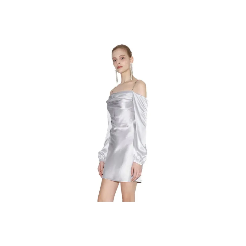 Bebe Slip Dresses Women's Silver Gray-1