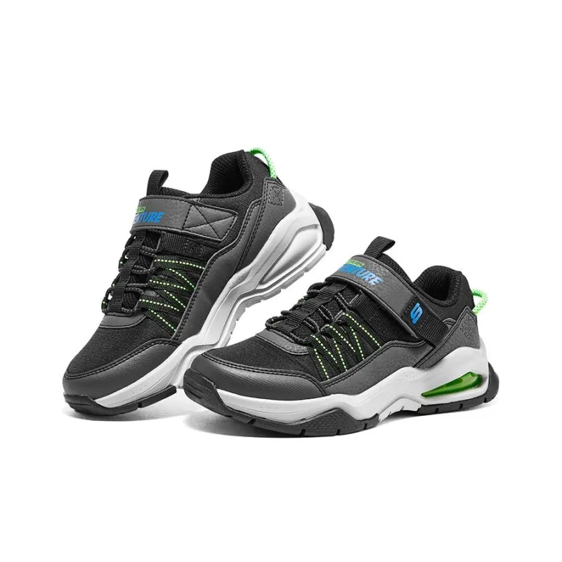 Skechers Skech-Air Adventure Slip-Resistant Low-Top Kids' Running Shoes Black White Teenagers-3