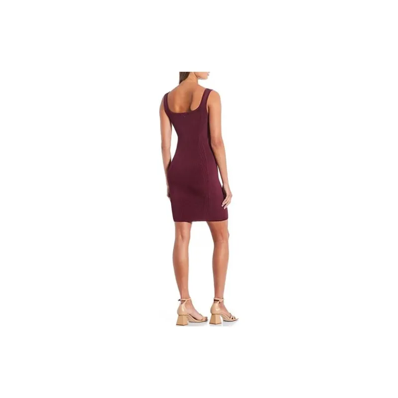 GUESS Lucia Rib-Knit Mini Dress Slip Dresses Women's Black Cherry-2