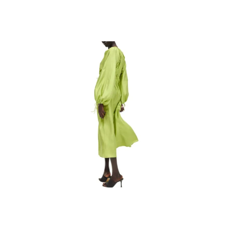 H&M Long-Sleeved Dresses Women's Lime Green-2