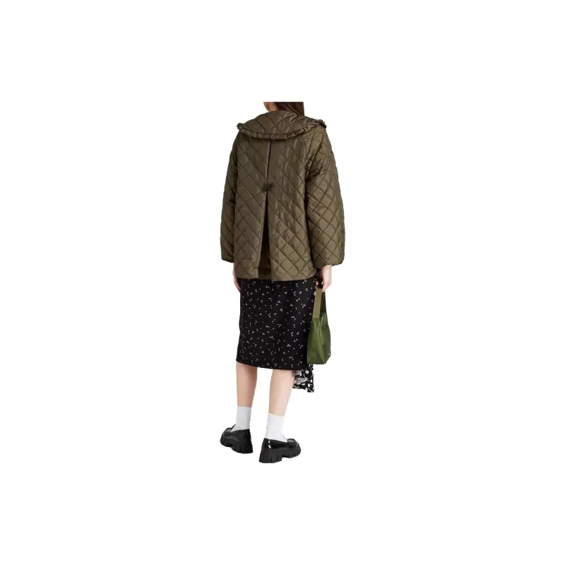 GANNI Recycled Ripstop Quilt Coat 'Green'-2