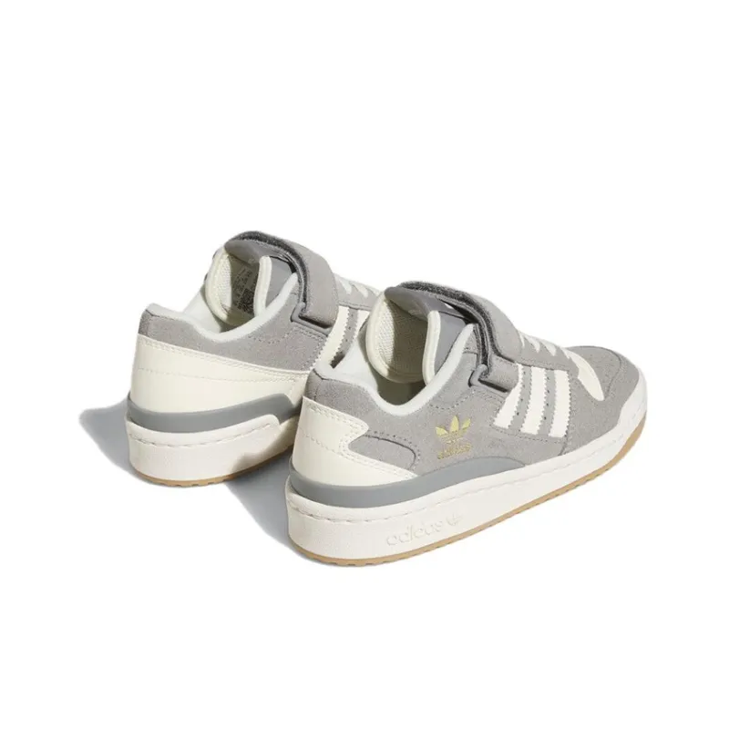 Adidas Originals FORUM J Anti Slip Wear Resistant Low Top Skateboard Shoes Gray White Teenagers-3