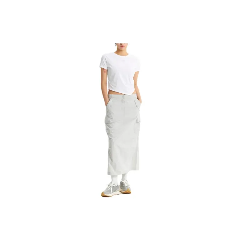 New Balance Gonna Cargo In Tessuto Leggero Casual Long Skirts Women's Light Gray-2