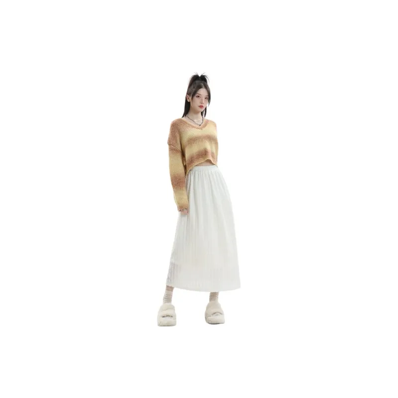 Kazakhstan Casual Long Skirts Women's Apricot-1