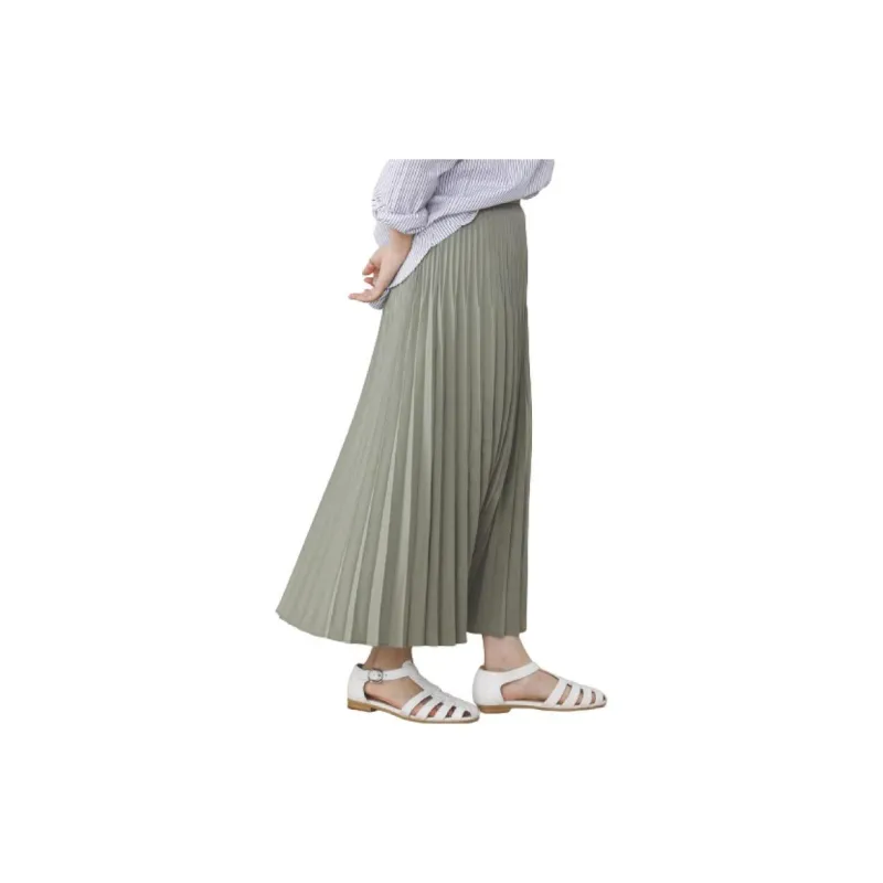 Beams Casual Long Skirts Women's Olive Green-4
