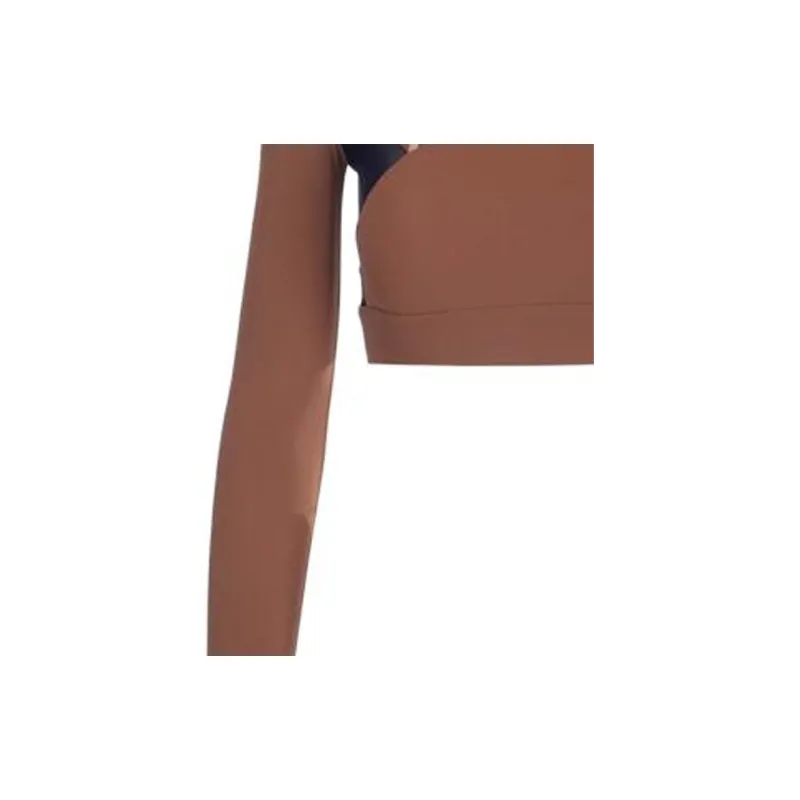 Burberry Checked Stretch Jersey Cropped Top Brown-2