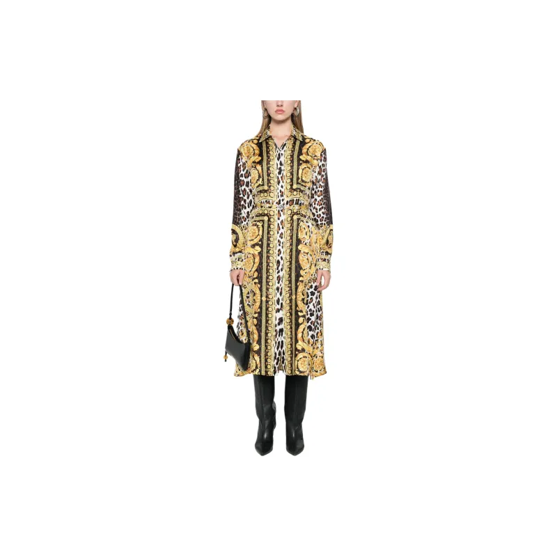VERSACE Wild Barocco Foulard Long Sleeved Shirt Dress-1