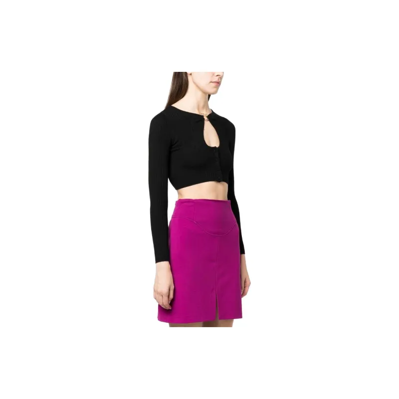 PINKO Logo Plaque Cropped Cardigan-3
