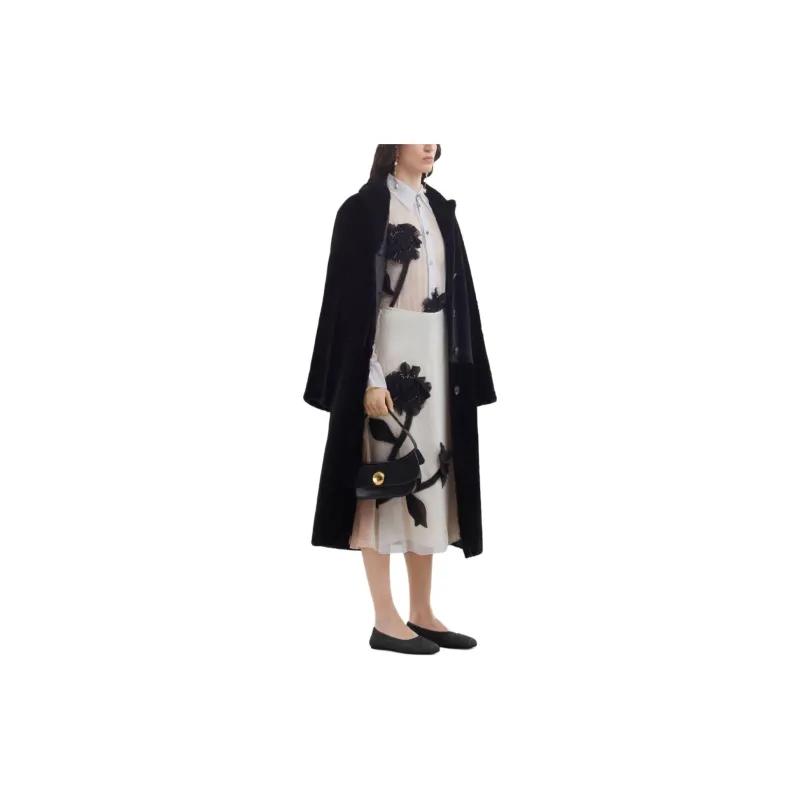 MARNI Floral appliqué Silk Midi Skirt-3