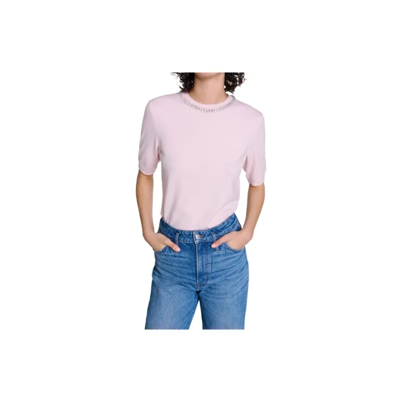 Maje Crystal embellished Knitted Top-2