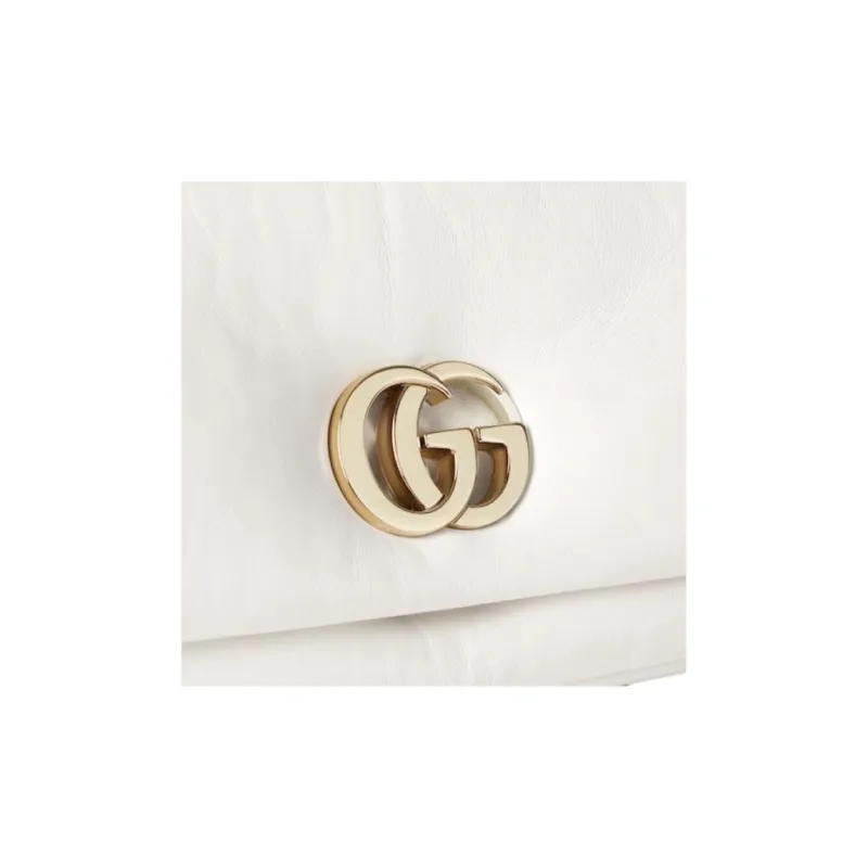GUCCI Leather Shoulder Bag, Crossbody Bag, Handbag Mini Women's White-4