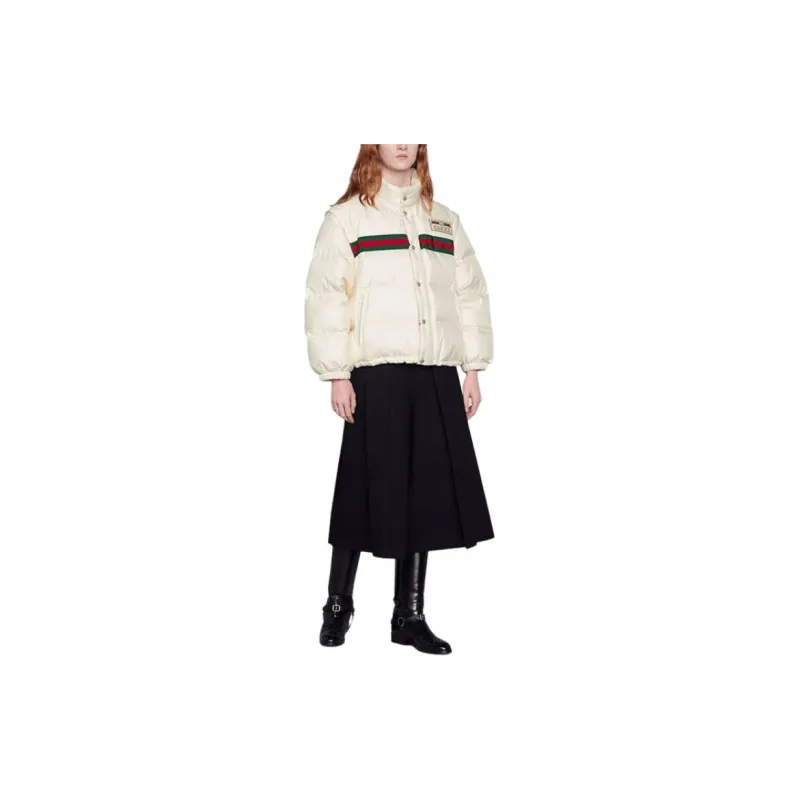 GUCCI Padded Bomber Jacket With Web 'White'-2