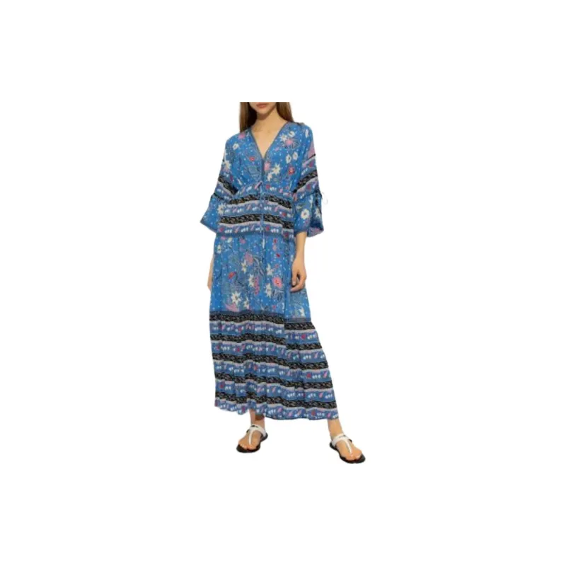 DVF Diane Von Furstenberg Long Sleeved Dress Women's Blue-3