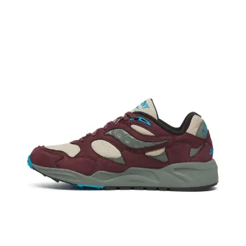 Saucony Grid Shadow 2 Anti Slip Wear Resistant Low Top Running Shoes Unisex Green Beige Gray