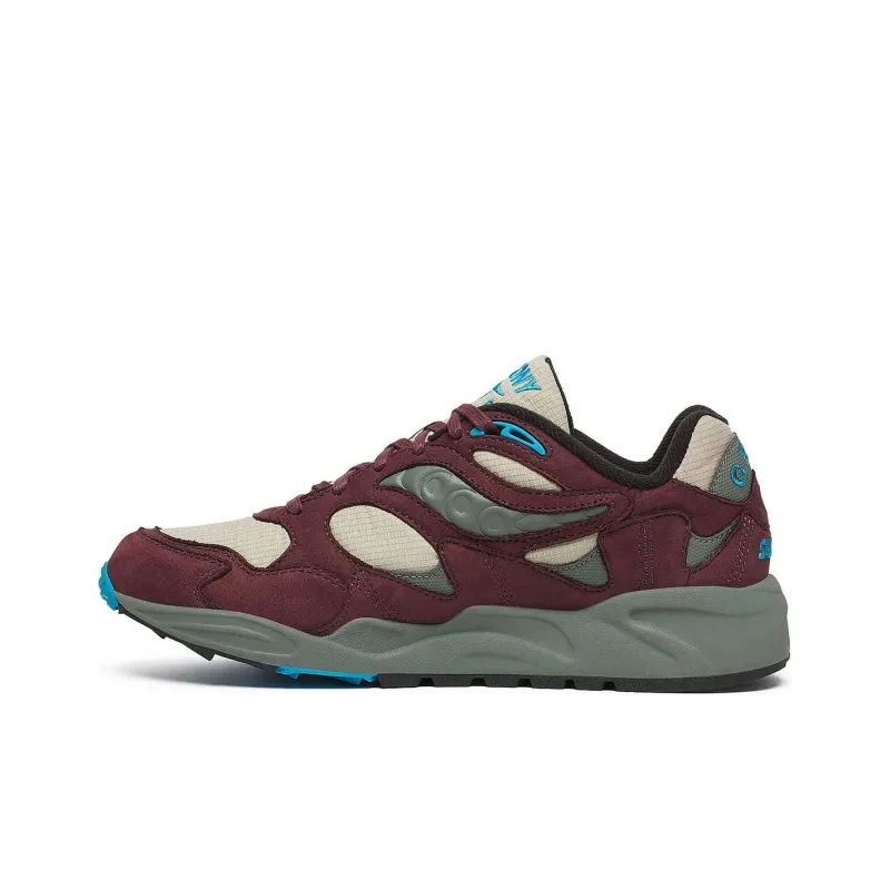 Saucony Grid Shadow 2 Anti Slip Wear Resistant Low Top Running Shoes Unisex Green Beige Gray-0