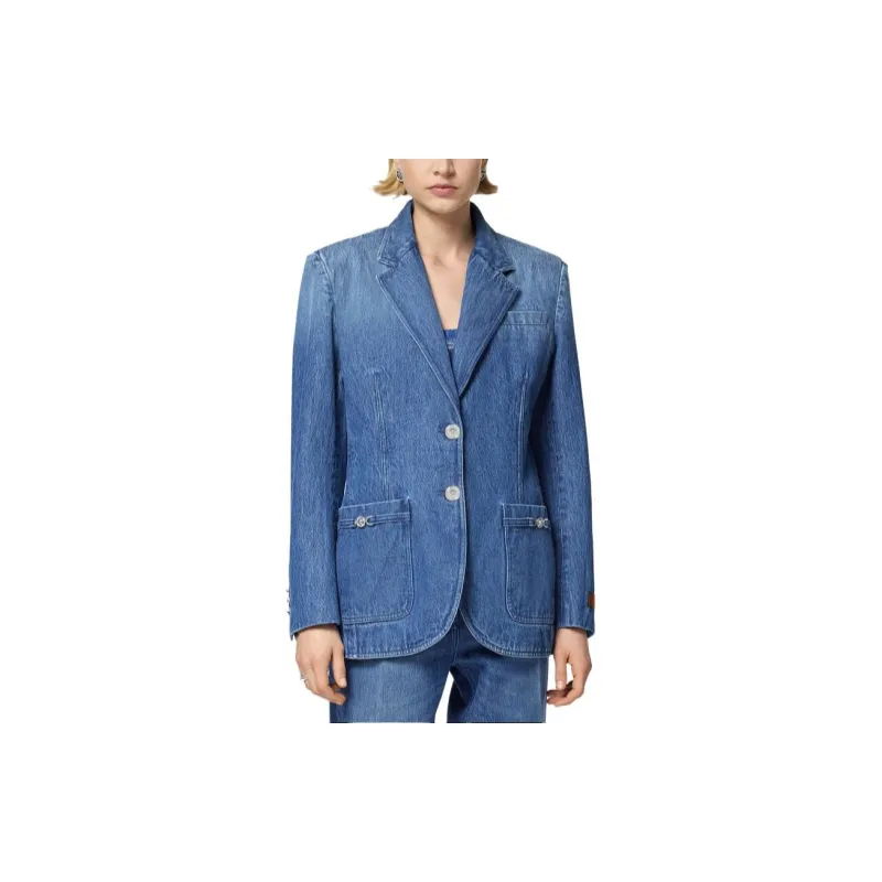 VERSACE Single-Breasted Tailored Denim Blazer-2