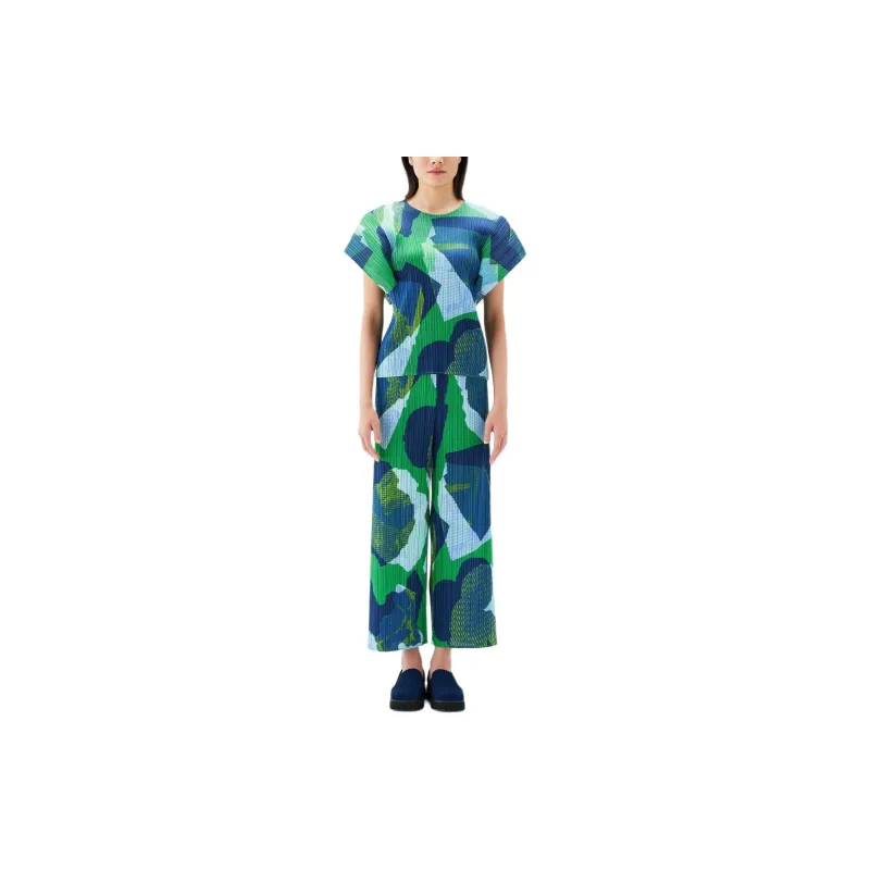 PLEATS PLEASE ISSEY MIYAKE SS24 Casual Pants Women's Green-1