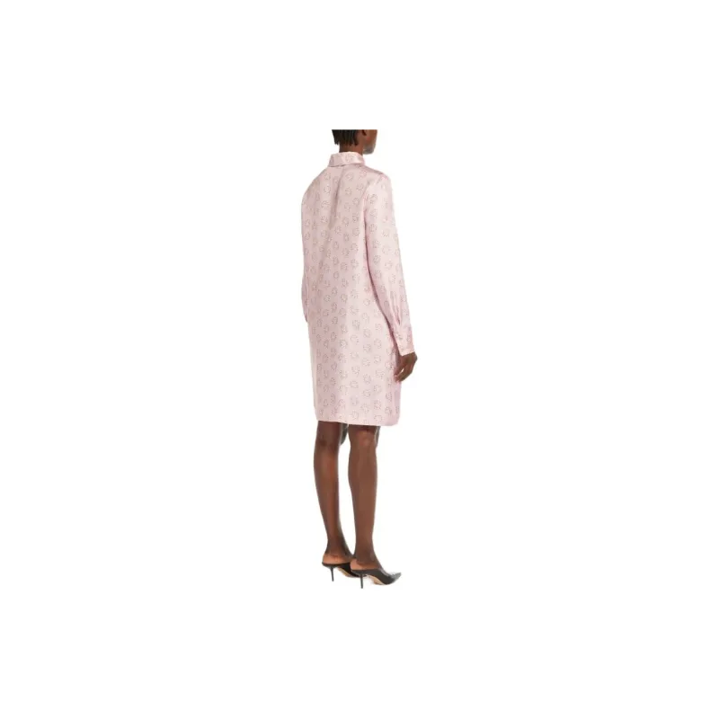 MaxMara Rufo Collection Printed Silk Twill Dress Long-Sleeved Dresses Women's Pink-3