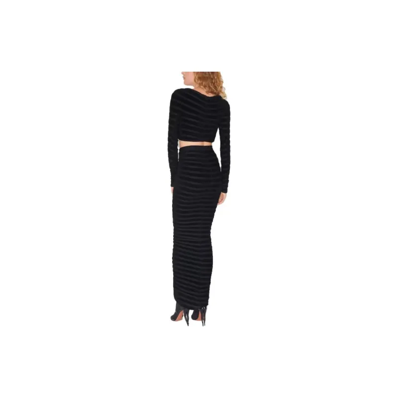 Alaia Off Shoulder Ruched Cropped Velvet Top-3