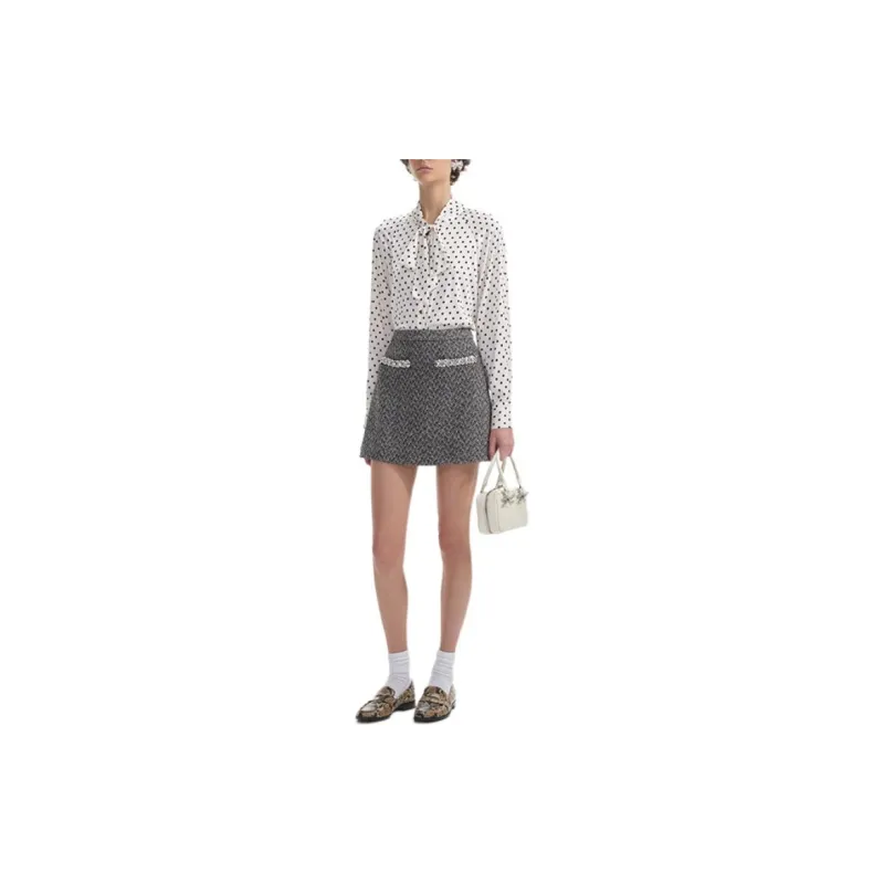 Self portrait Shirt Women's White Dot Matrix-3