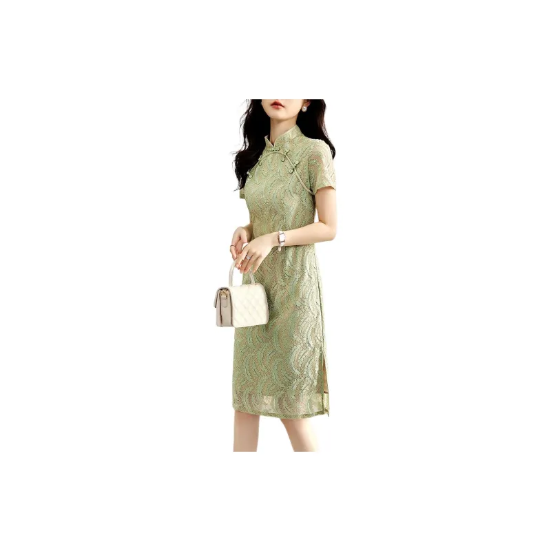 XWI Short Sleeved Dress Women's Elegant Green-1
