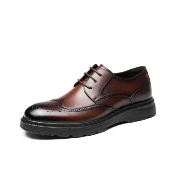 AOKANG Men's Casual Shoes Men Low Top Dark Brown