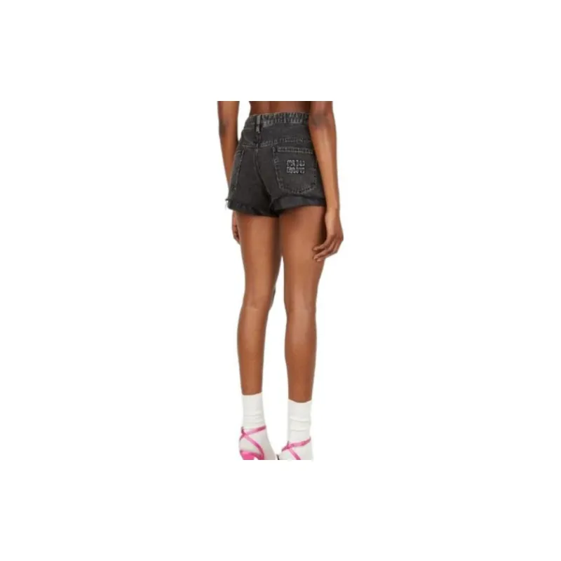MIU MIU Denim Shorts Women's Dark Gray-3