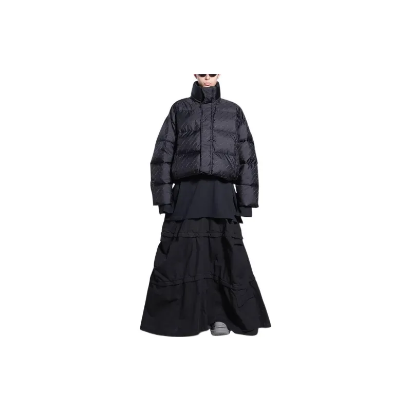 Balenciaga Women'ss Allover Logo Bb Puffer Jacket Black-2
